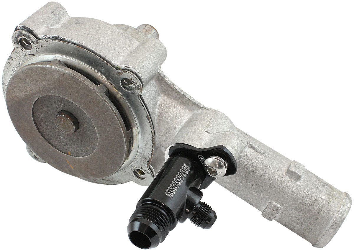 Aeroflow Performance FORD BARRA WATER PUMP TEE PRES (AF64-4045BLK) SR
