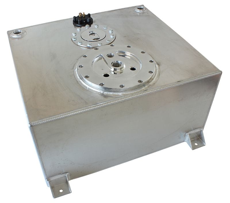 Aeroflow Performance Fuel Cells Polished Aeroflow Aluminium 15 Gallon (57L) Fuel Cell Flat Bottom Triple 40mm Pump Hanger SR