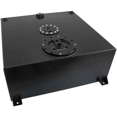Aeroflow Performance Fuel System Aeroflow Aluminium 100 Liter (26 Gal) Fuel Cell Flat Bottom Triple 60mm Pump Hanger & Fuel Sender - Black AF85-4090ASBLK SR