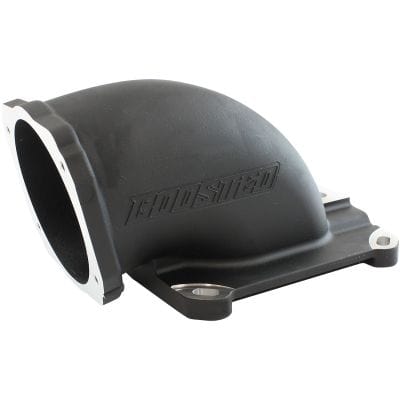 Aeroflow Performance Fuel System Aeroflow Cast EFI Throttle Body Elbow - Black Finish AF2045-1001BLK SR