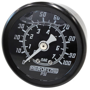 1-1/2" Liquid Filled 100 psi Pressure Gauge
Black Face, White Pointer, 1/8" NPT Male Thread