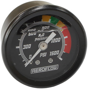 1-1/2" Nitrous Pressure Gauge
0-1500 psi, Black Face / White Pointer