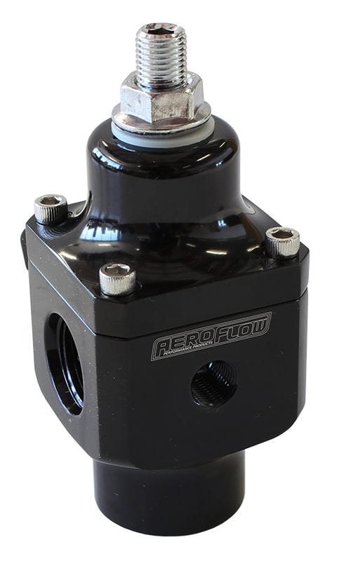 Aeroflow Performance Fuel Systems Black Billet 2 Port Carburettor Fuel Pressure Regulator -8 ORB SR