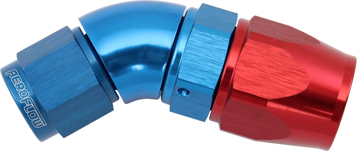 Aeroflow Performance Hose & Fittings Aeroflow 200 Series Teflon Style One Piece 45 Degree Stepped Hose End -6AN to -8 Hose AF572-08-06D SR