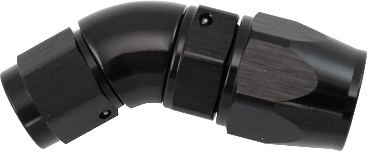 Aeroflow Performance Hose & Fittings Aeroflow 200 Series Teflon Style One Piece 45 Degree Stepped Hose End -6AN to -8 Hose AF572-08-06DBLK SR