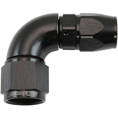 Aeroflow Performance Hose & Fittings Aeroflow 200 Series Teflon Style One Piece 90 Degree Stepped Hose End -10AN to -8 Hose AF573-08-10DBLK SR
