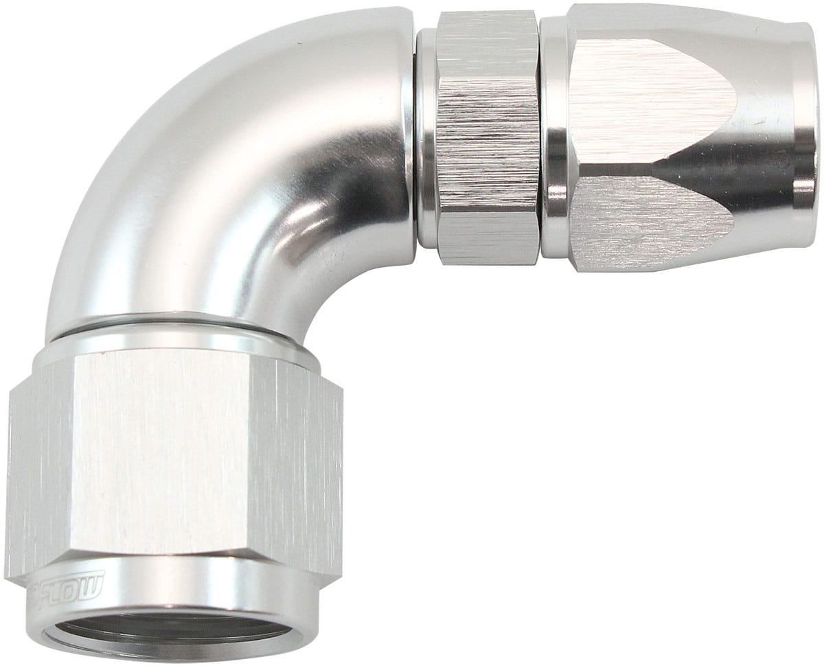 Aeroflow Performance Hose & Fittings Aeroflow 200 Series Teflon Style One Piece 90 Degree Stepped Hose End -8AN to -8 Hose AF573-06-08DS SR