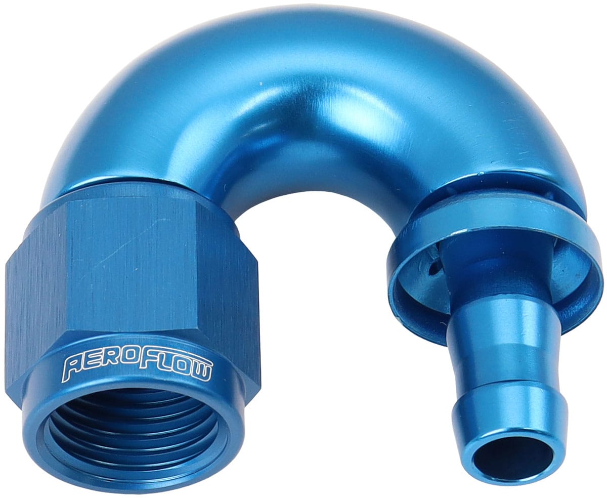 Aeroflow Performance Hose & Fittings Aeroflow 510 Series Full Flow Tight Radius Push Lock 180° Hose End -6AN To 5/16" (8mm) Barb AF516-06-05 SR