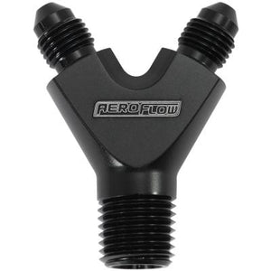Aeroflow NPT To AN Y Block Adapter - Black Finish AF147-04-03BLK