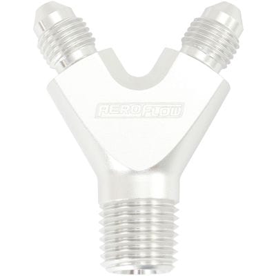 Aeroflow Performance Hose & Fittings Aeroflow NPT To AN Y Block Adapter - Silver Finish AF147-02-03S SR