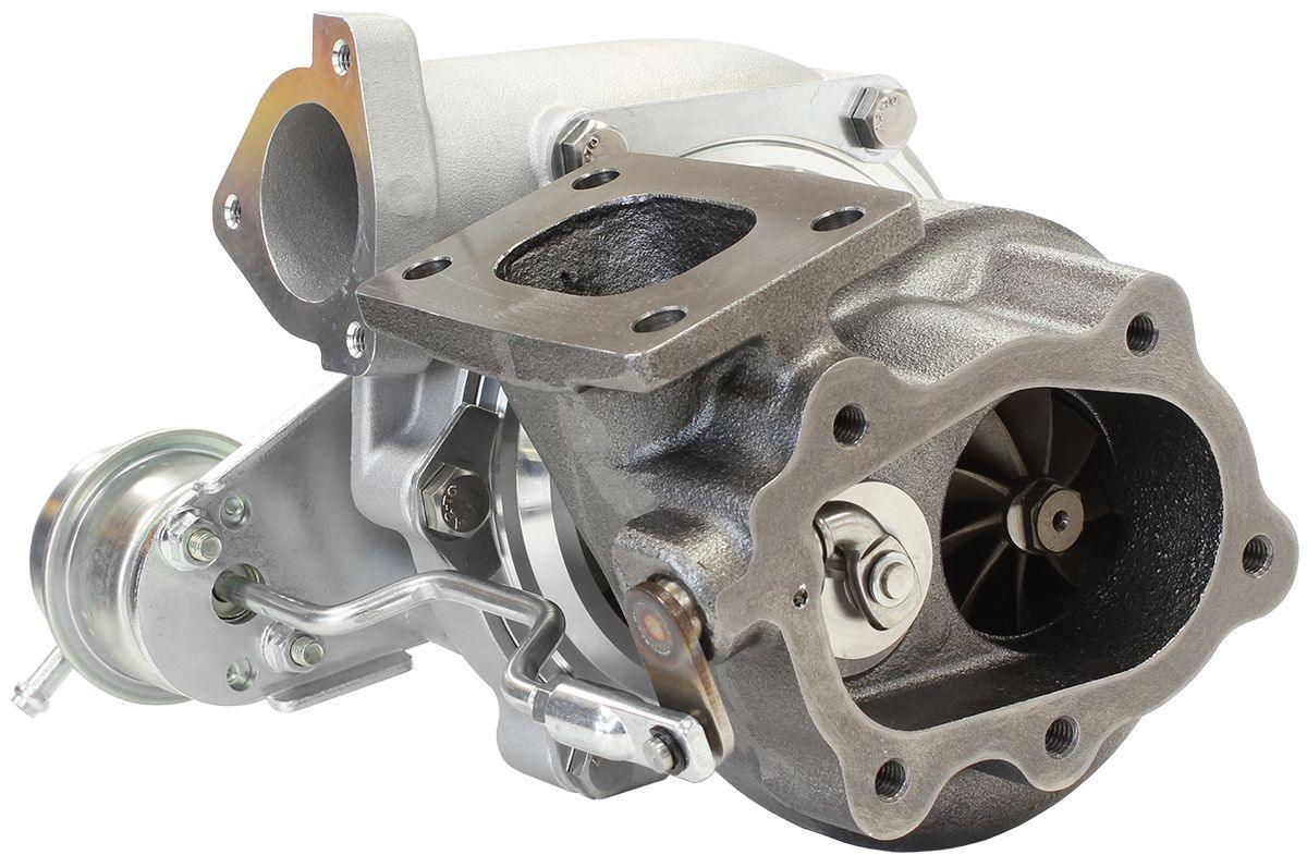 Aeroflow Performance Internal Wastegate, T25 / T28 Inlet Flange, 5-Bolt Exhaust Flange Aeroflow BOOSTED 4647 NISSAN .64 Turbocharger 440HP, Natural Cast Finish AF8005-2002 SR