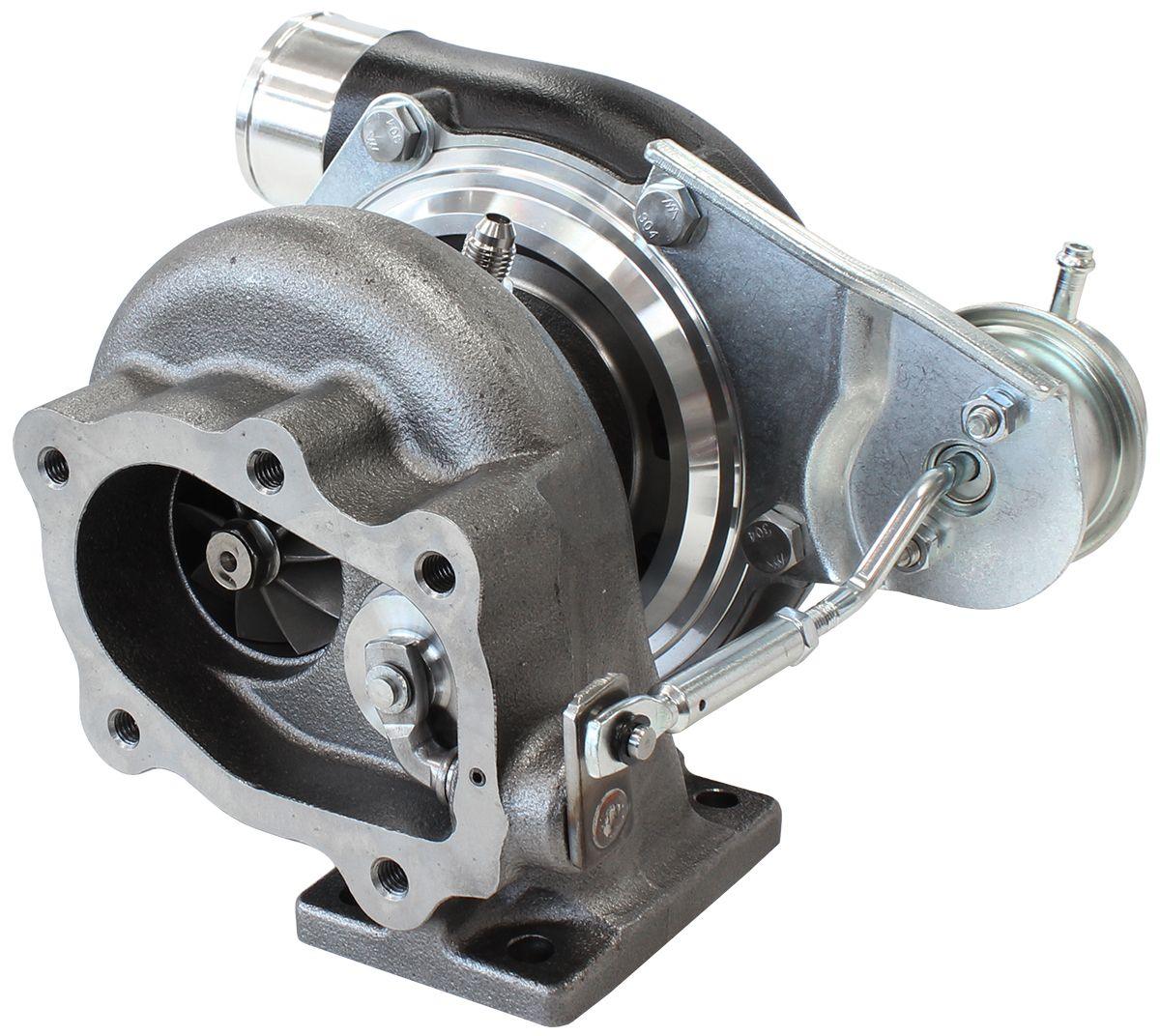 Aeroflow Performance Internal Wastegate, T25 / T28 Inlet Flange, 5-Bolt Exhaust Flange Aeroflow BOOSTED 5047 .64 Turbocharger 550HP, Hi Temp Black Finish AF8005-2020BLK SR