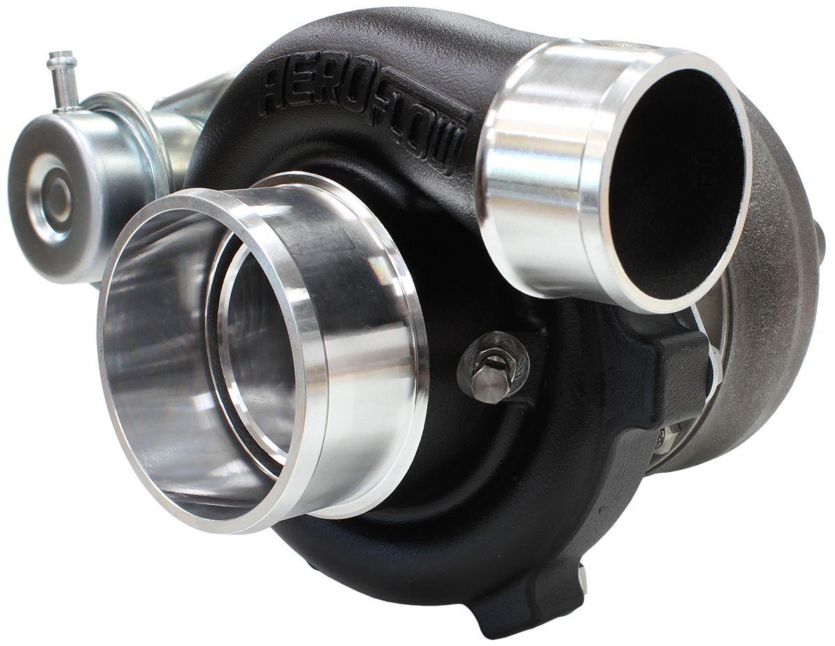 Aeroflow Performance Internal Wastegate, T25 / T28 Inlet Flange, 5-Bolt Exhaust Flange Aeroflow BOOSTED 5447 .86 Turbocharger 495HP, Hi Temp Black Finish AF8005-2006BLK SR