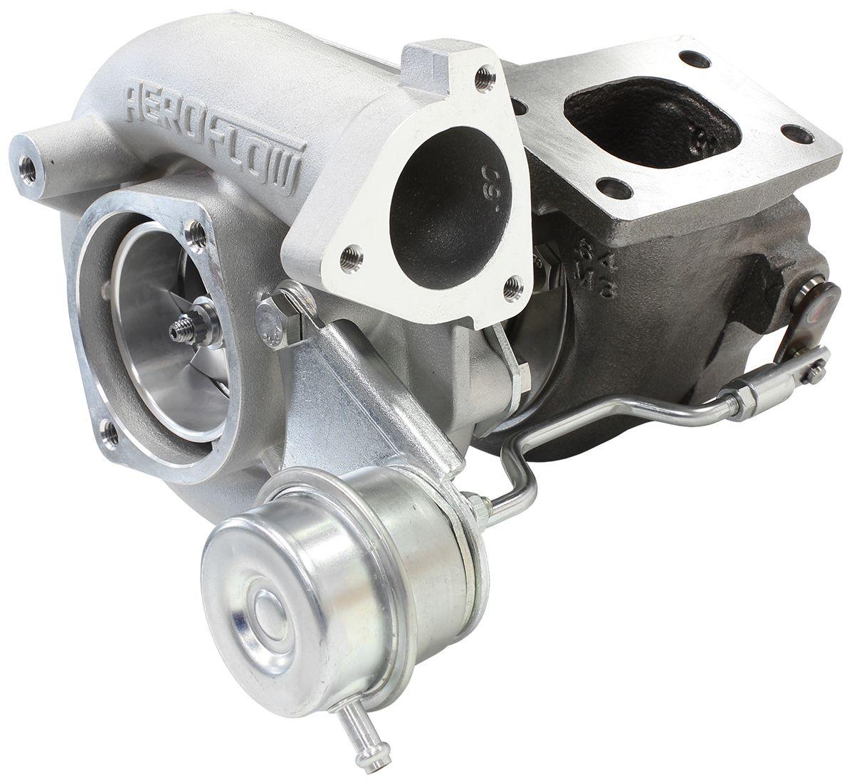 Aeroflow Performance Internal Wastegate, T25 / T28 Inlet Flange, 5-Bolt Exhaust Flange Aeroflow BOOSTED 5447 NISSAN .64 Turbocharger 525HP, Natural Cast Finish AF8005-2007 SR