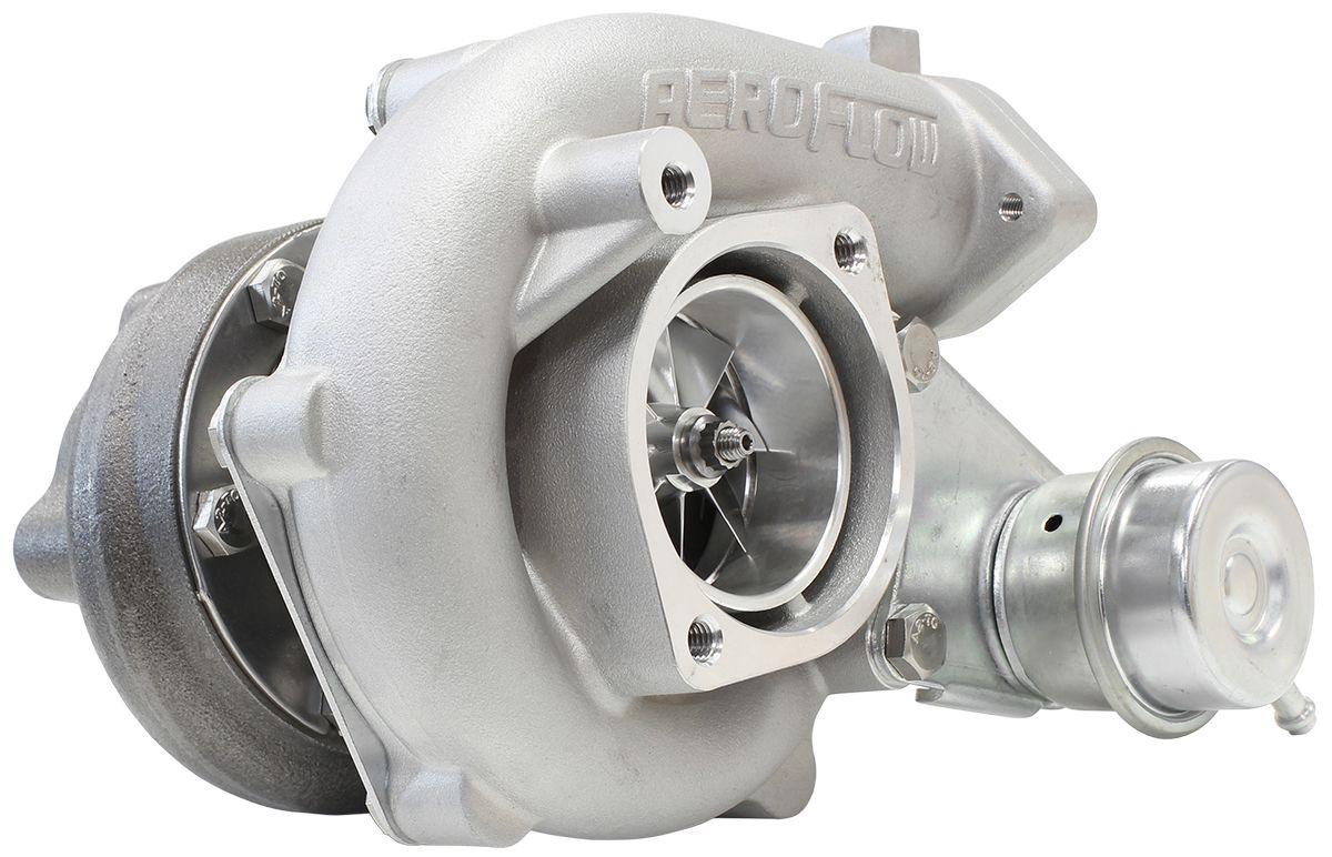 Aeroflow Performance Internal Wastegate, T25 / T28 Inlet Flange, 5-Bolt Exhaust Flange Aeroflow BOOSTED 5447 NISSAN .64 Turbocharger 525HP, Natural Cast Finish AF8005-2007 SR