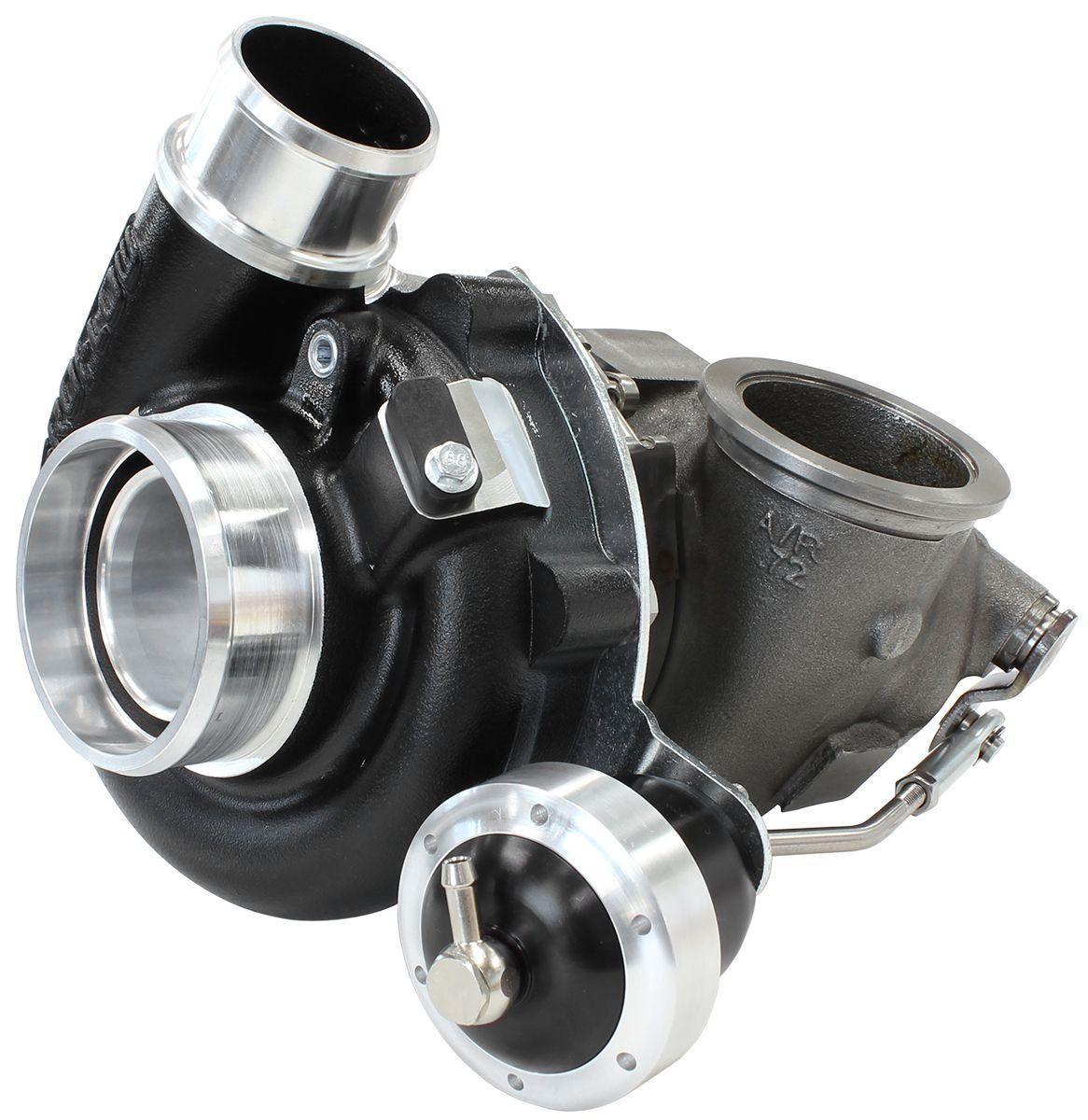 Aeroflow Performance Internal Wastegate, V-Band Inlet & Exhaust Flanges Aeroflow BOOSTED 4849 .72 Turbocharger 550HP, Hi Temp Black Finish AF8005-2013BLK SR