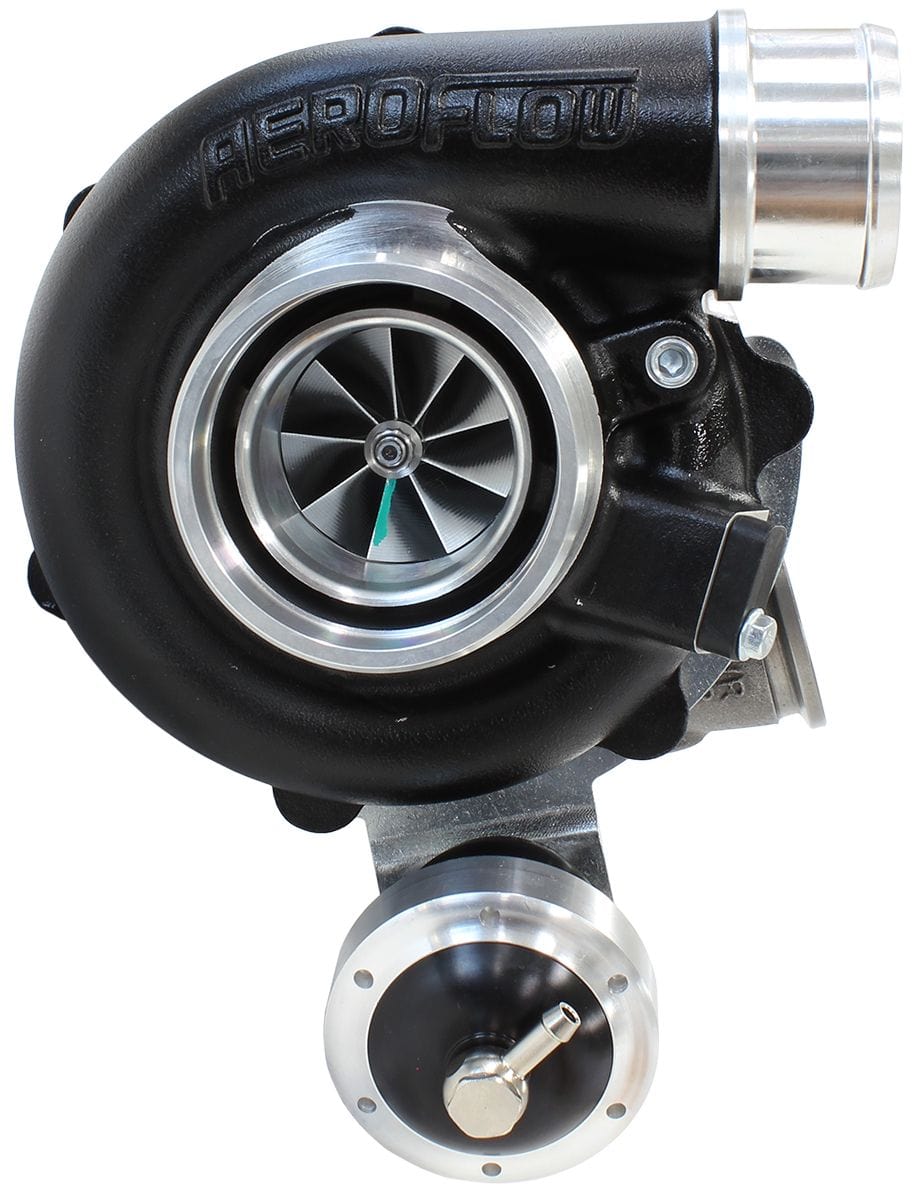 Aeroflow Performance Internal Wastegate, V-Band Inlet & Exhaust Flanges Aeroflow BOOSTED 4849 .72 Turbocharger 550HP, Hi Temp Black Finish AF8005-2013BLK SR