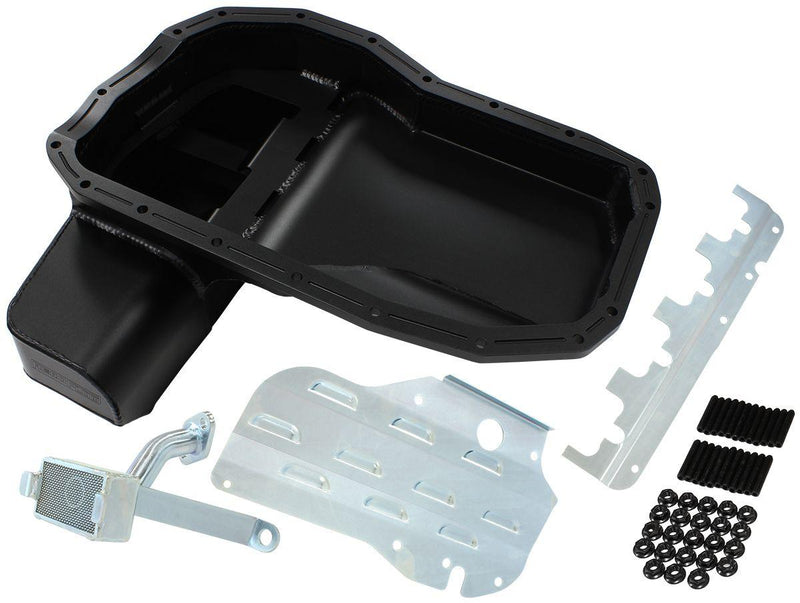 Aeroflow Fabricated Race Oil Pan - Suit Mitsubishi EVO 4-9, 6.1L With Crank Scraper, Baffle & Pick-Up