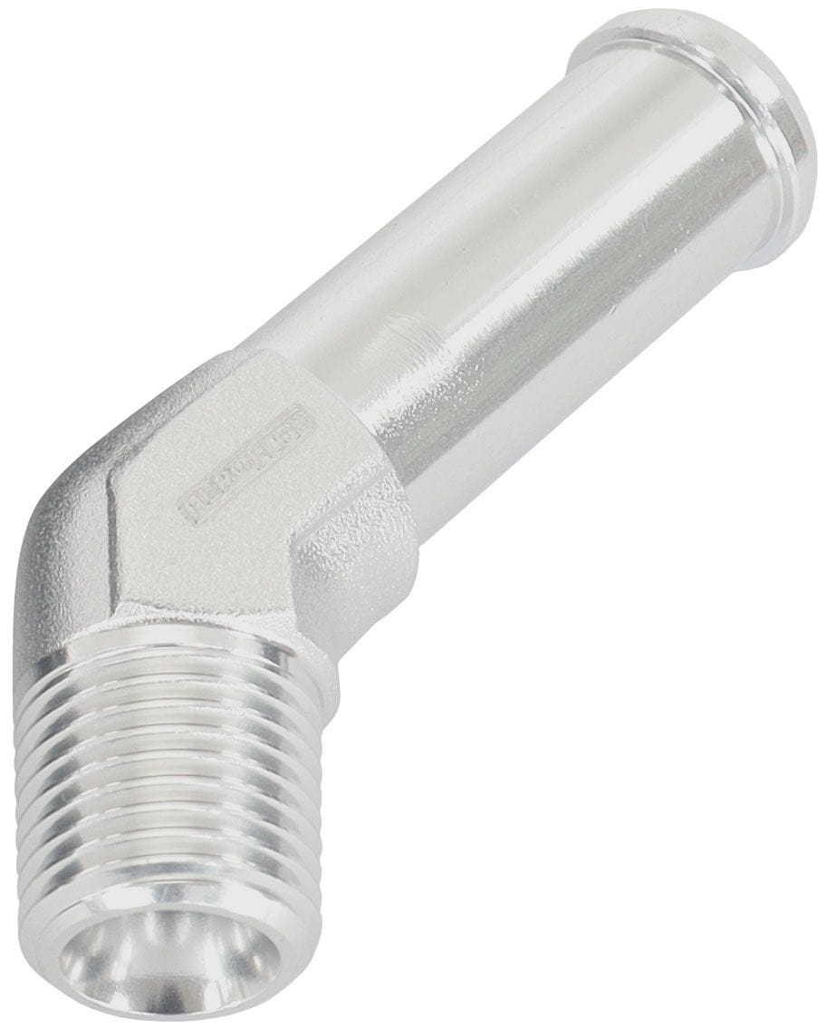 Aeroflow Performance Silver Finish Aeroflow 45° 1/8" Male NPT to 3/8" Barb AF845-02-06S SR