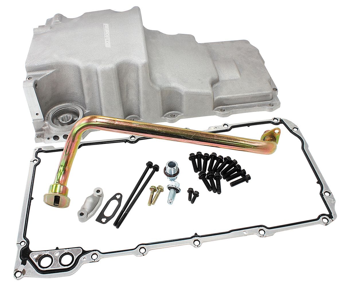 Aeroflow Performance Suit GM LS Series, 5.85 Litre Capacity CLEARANCE Aeroflow GM LS Cast Aluminium Conversion Rear Sump Oil Pan with Extra Clearance AF82-2300 SR