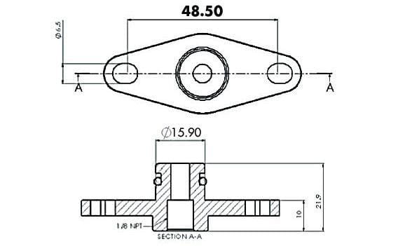 Aeroflow Performance Suit Subaru Sti EJ25 2008-on Aeroflow Fuel Rail Adapter (Raw) AF64-2067S SR