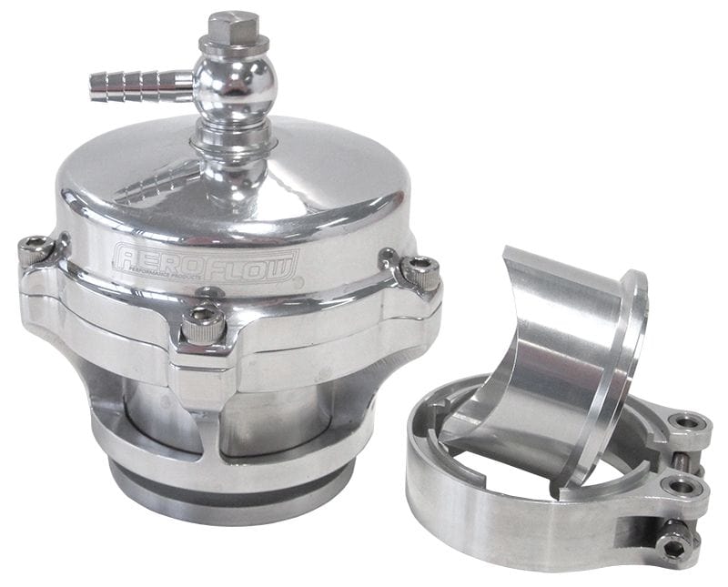 Aeroflow Performance Turbo Accessories Polished 50mm Blow Off Valve with Weld-on Flange and V-Band SR