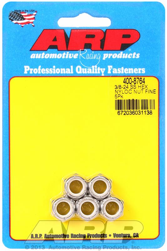 ARP ARP 3/8"-24 SS fine nyloc hex nut kit (400-8764) SR