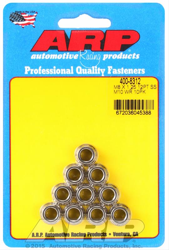 ARP ARP M8 X 1.25 (M10 wr) SS 12pt nut kit (400-8312) SR