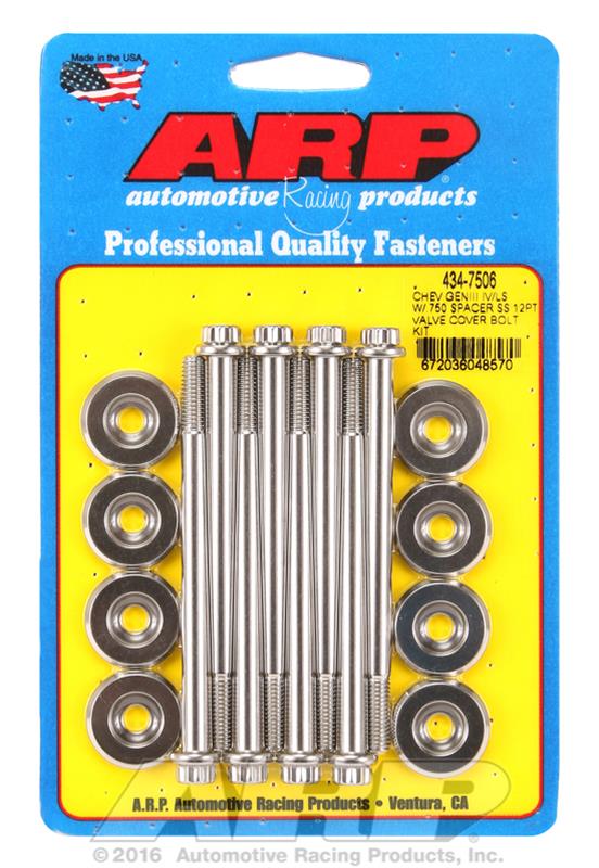 ARP ARP SB Chevy GENIII IV/LS w/.750 spacer SS 12pt valve cover (434-7506) SR
