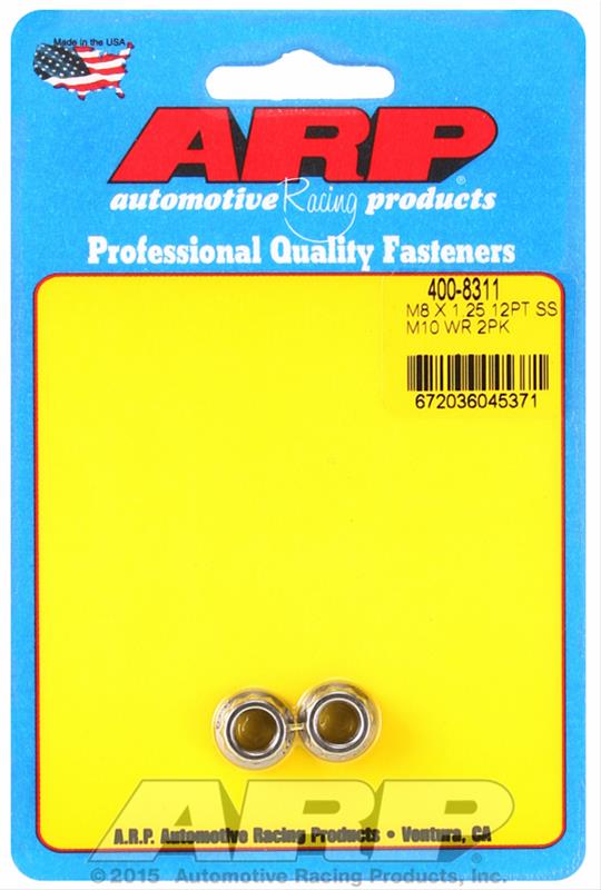 ARP M8 X 1.25 SS M10 socket 12pt nut kit (400-8311) SR