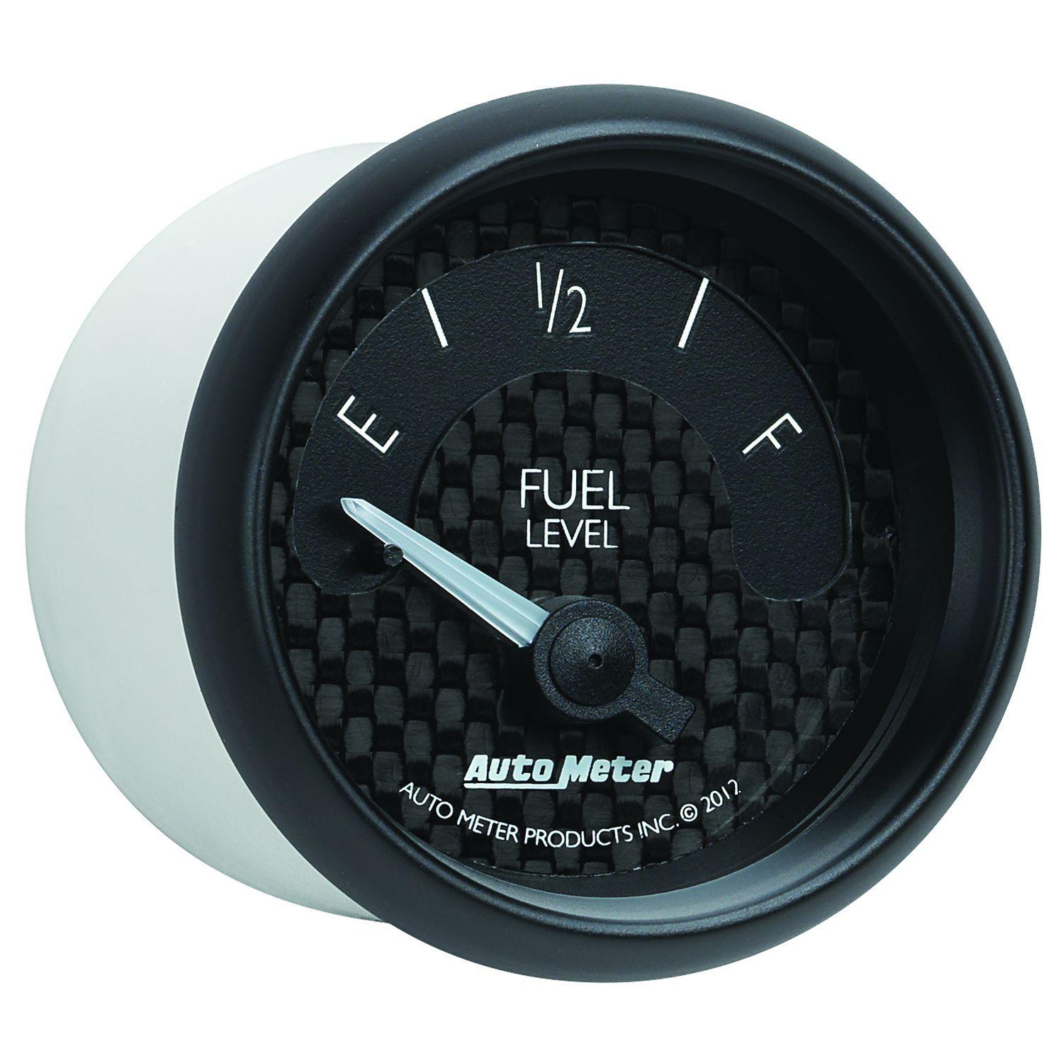 AUTOMETER 2-1/16", Black Carbon Fiber Dial, Short Sweep Electric, 240E-33F ohm Auto Meter GT Series Fuel Level Gauge AU8016 SR
