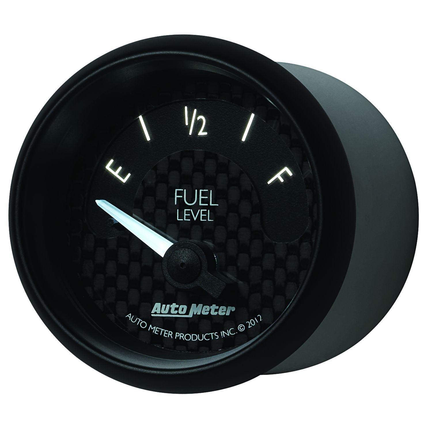 AUTOMETER 2-1/16", Black Carbon Fiber Dial, Short Sweep Electric, 240E-33F ohm Auto Meter GT Series Fuel Level Gauge AU8016 SR