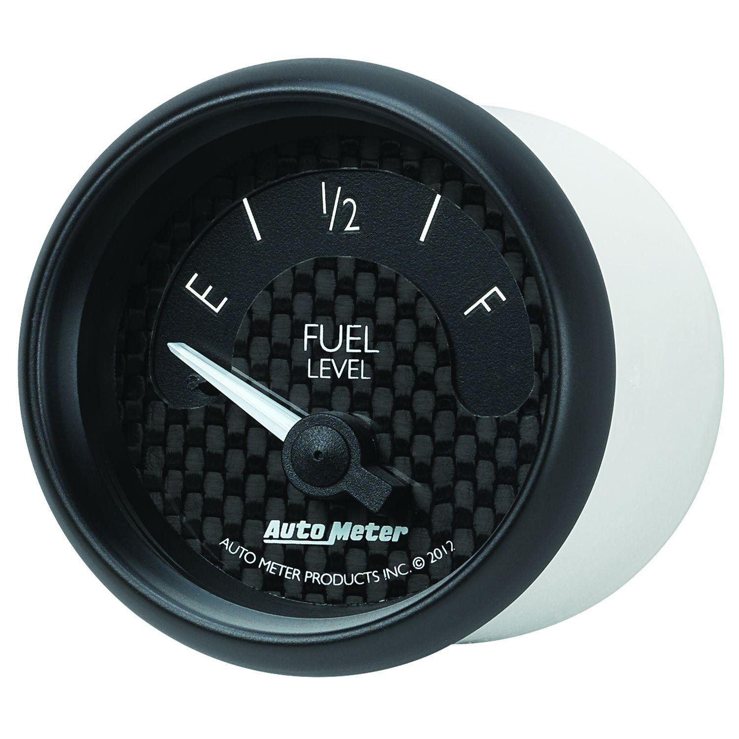 AUTOMETER 2-1/16", Black Carbon Fiber Dial, Short Sweep Electric, 240E-33F ohm Auto Meter GT Series Fuel Level Gauge AU8016 SR