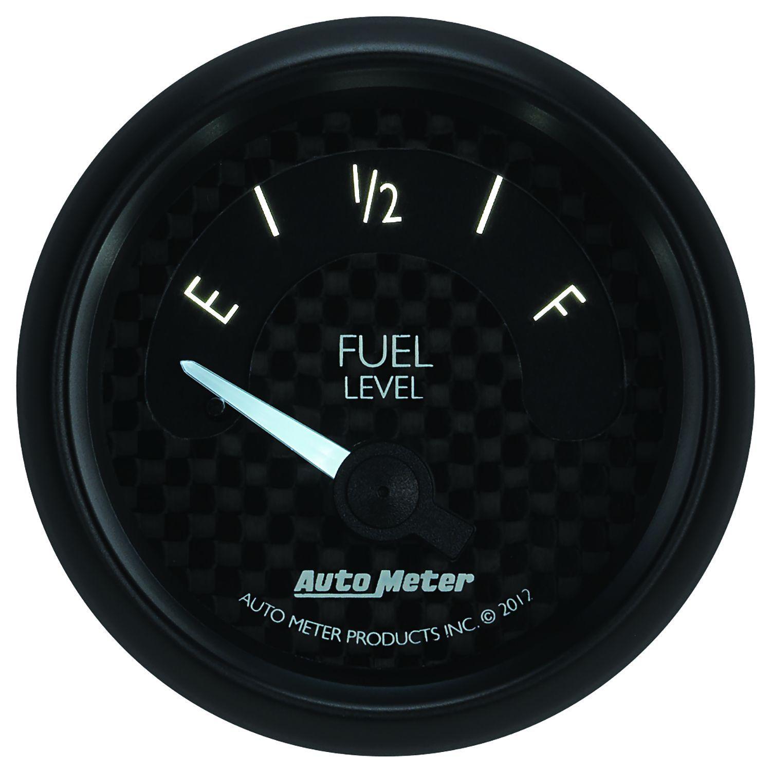 AUTOMETER 2-1/16", Black Carbon Fiber Dial, Short Sweep Electric, 240E-33F ohm Auto Meter GT Series Fuel Level Gauge AU8016 SR