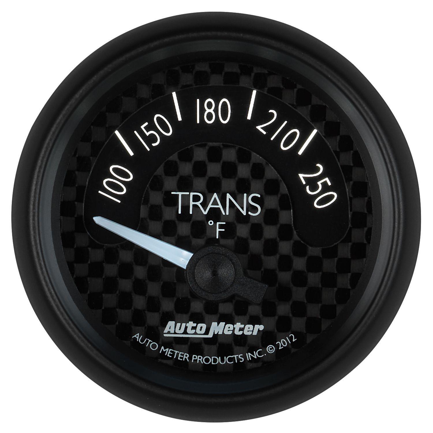 AUTOMETER 2-1/16", Black Carbon Fiber Dial, Short Sweep Electrical, 100-250°F Auto Meter GT Series Trans Temperature Gauge AU8049 SR