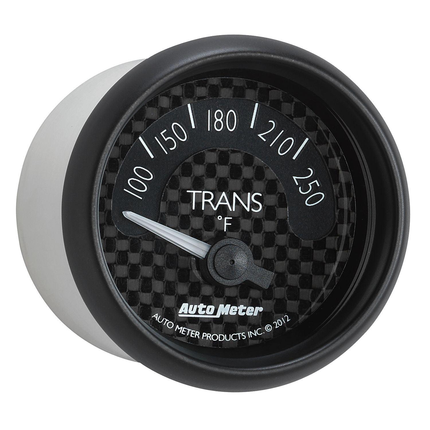 AUTOMETER 2-1/16", Black Carbon Fiber Dial, Short Sweep Electrical, 100-250°F Auto Meter GT Series Trans Temperature Gauge AU8049 SR