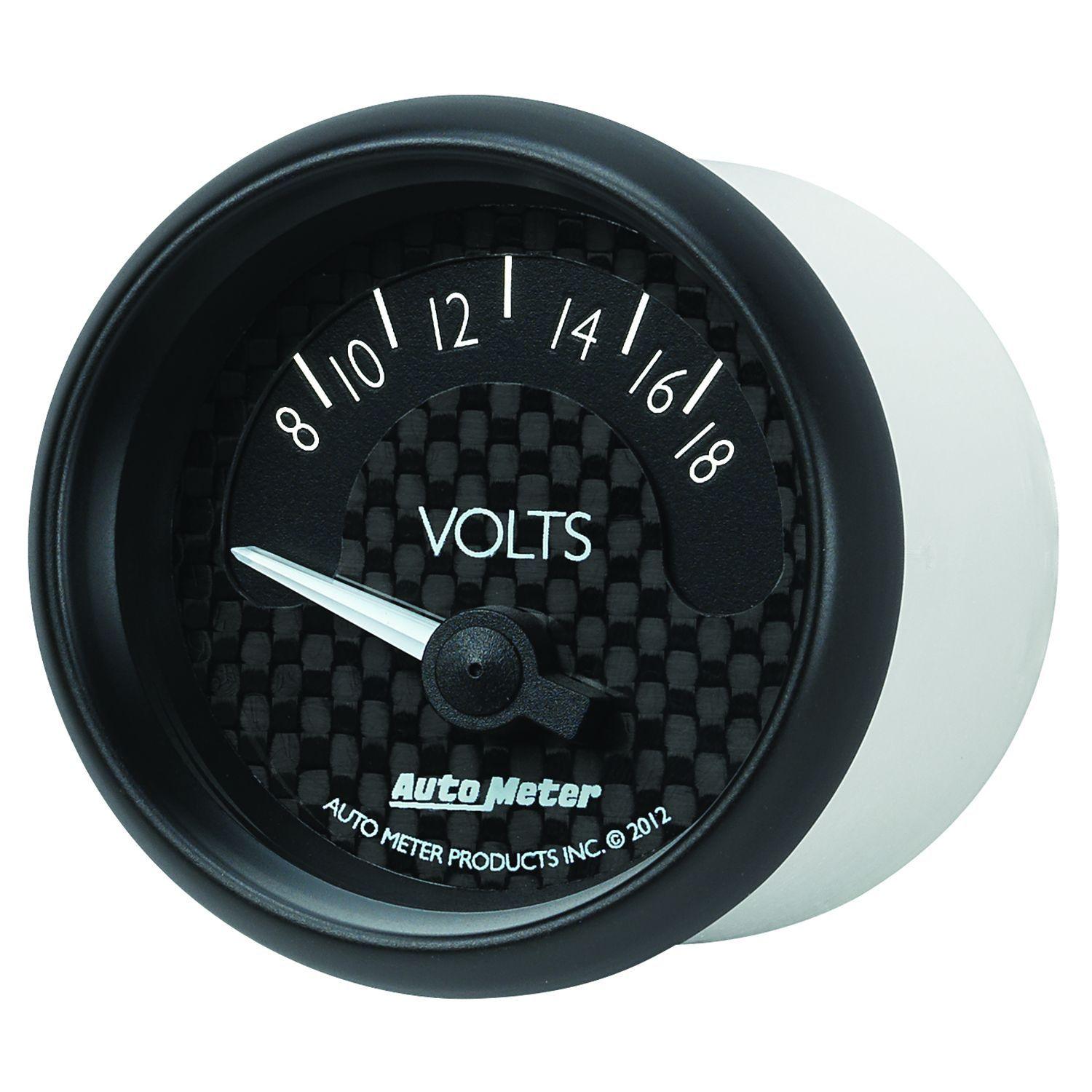 AUTOMETER 2-1/16", Black Dial, Short Sweep Electrical, 8-18 Volts Auto Meter GT Series Voltmeter Gauge AU8092 SR