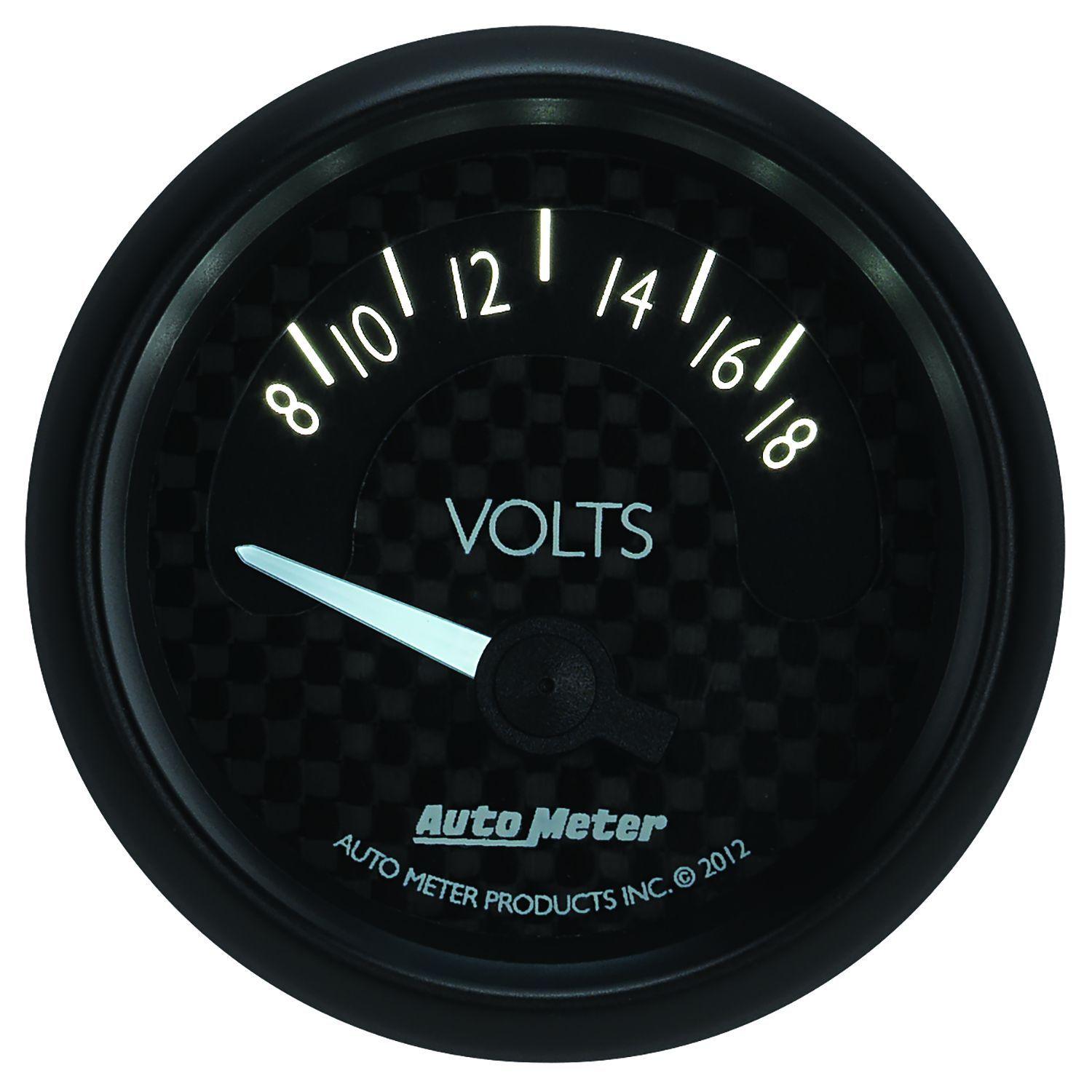AUTOMETER 2-1/16", Black Dial, Short Sweep Electrical, 8-18 Volts Auto Meter GT Series Voltmeter Gauge AU8092 SR