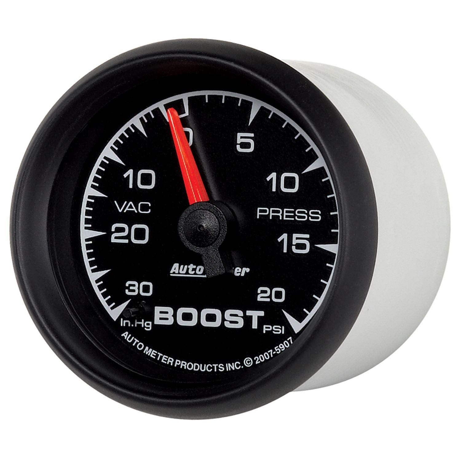 AUTOMETER 2-1/16", Full Sweep, Mechanical, 30 In. Hg/20 psi Auto Meter ES Series Boost/Vacuum Gauge AU5907 SR