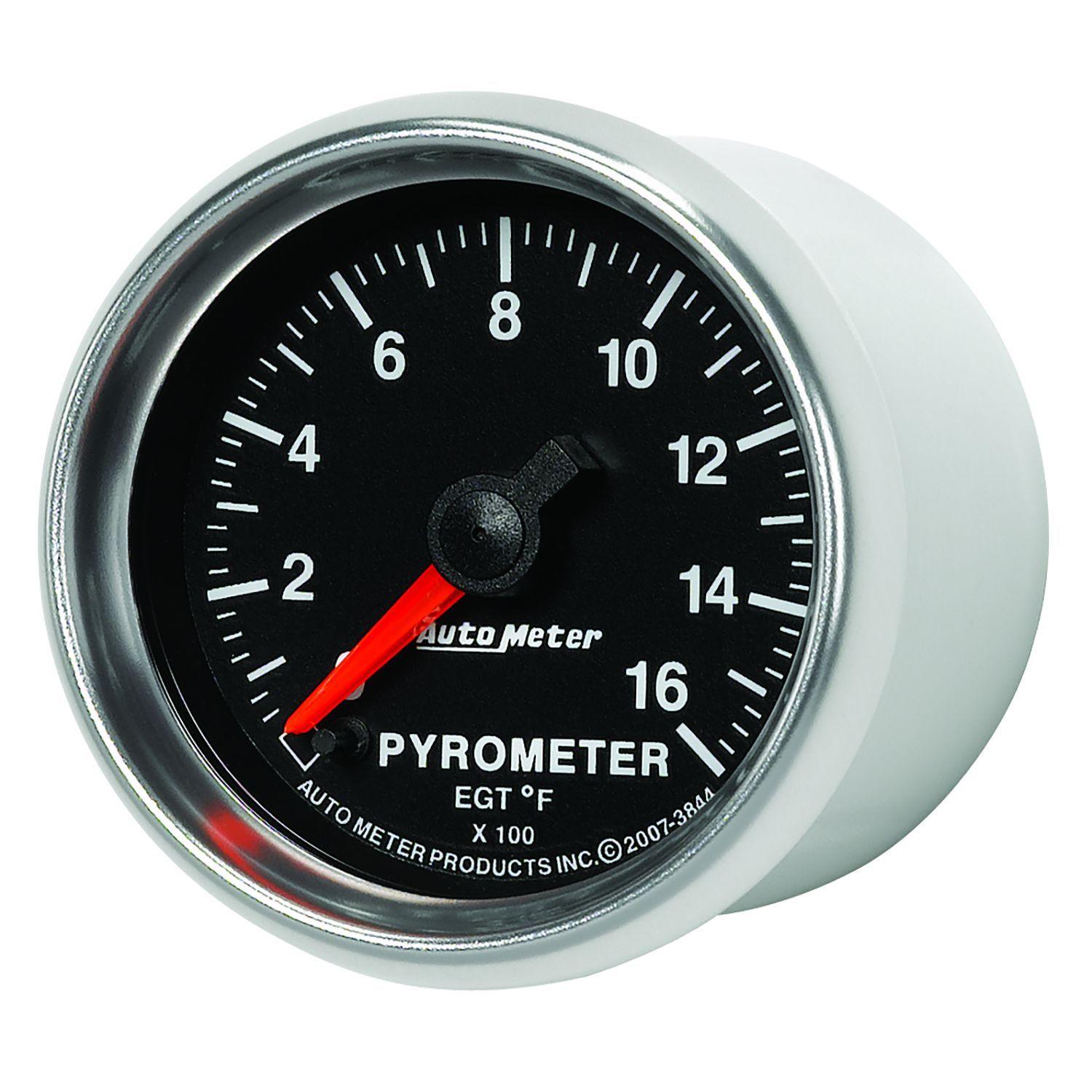 AUTOMETER 2-1/16", In-Dash, Full Sweep Electric, 0 - 1600°F Auto Meter GS Series Pyrometer Gauge AU3844 SR