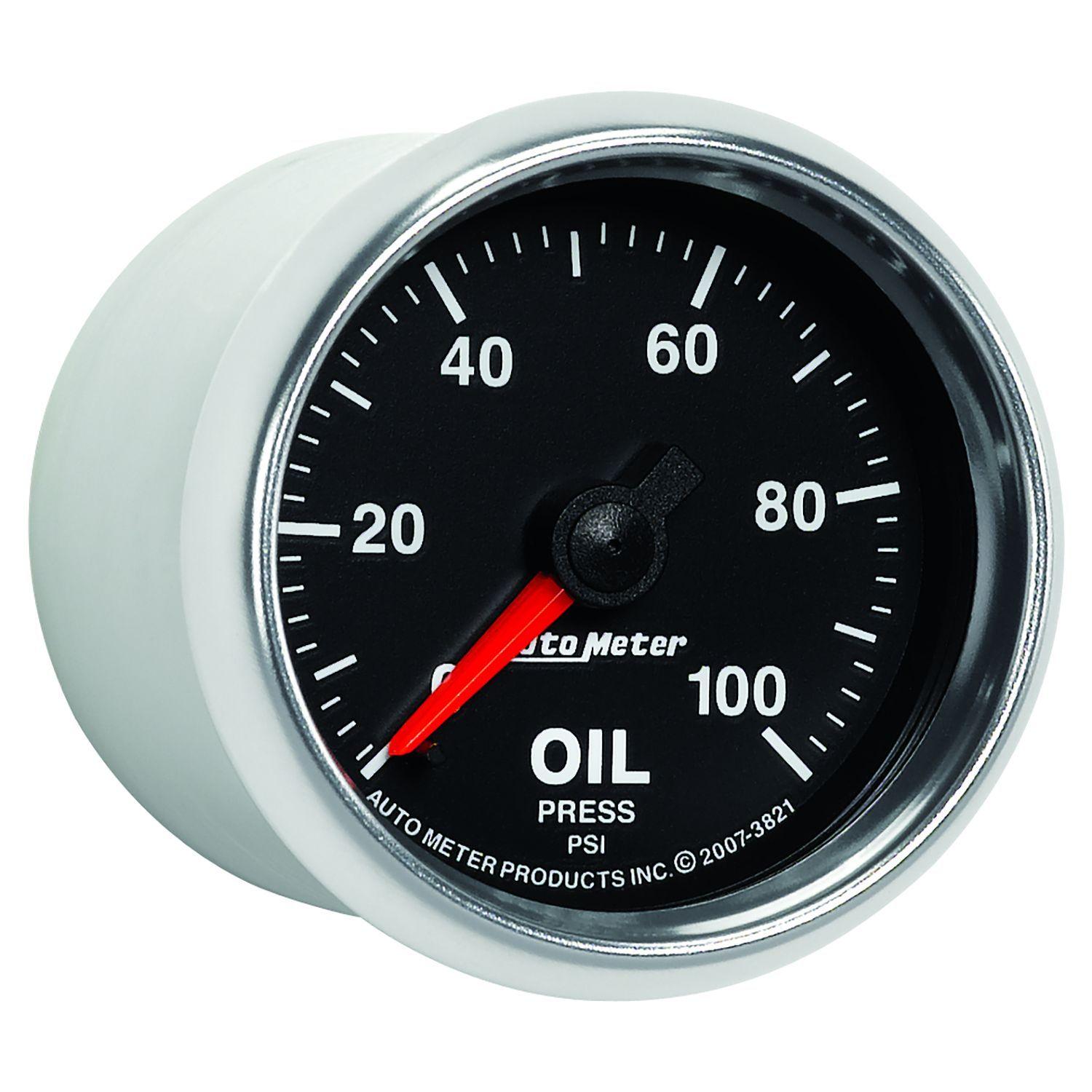 AUTOMETER 2-1/16", In-Dash, Full Sweep Mechanical, 0 - 100 psi. Auto Meter GS Series Oil Pressure Gauge AU3821 SR