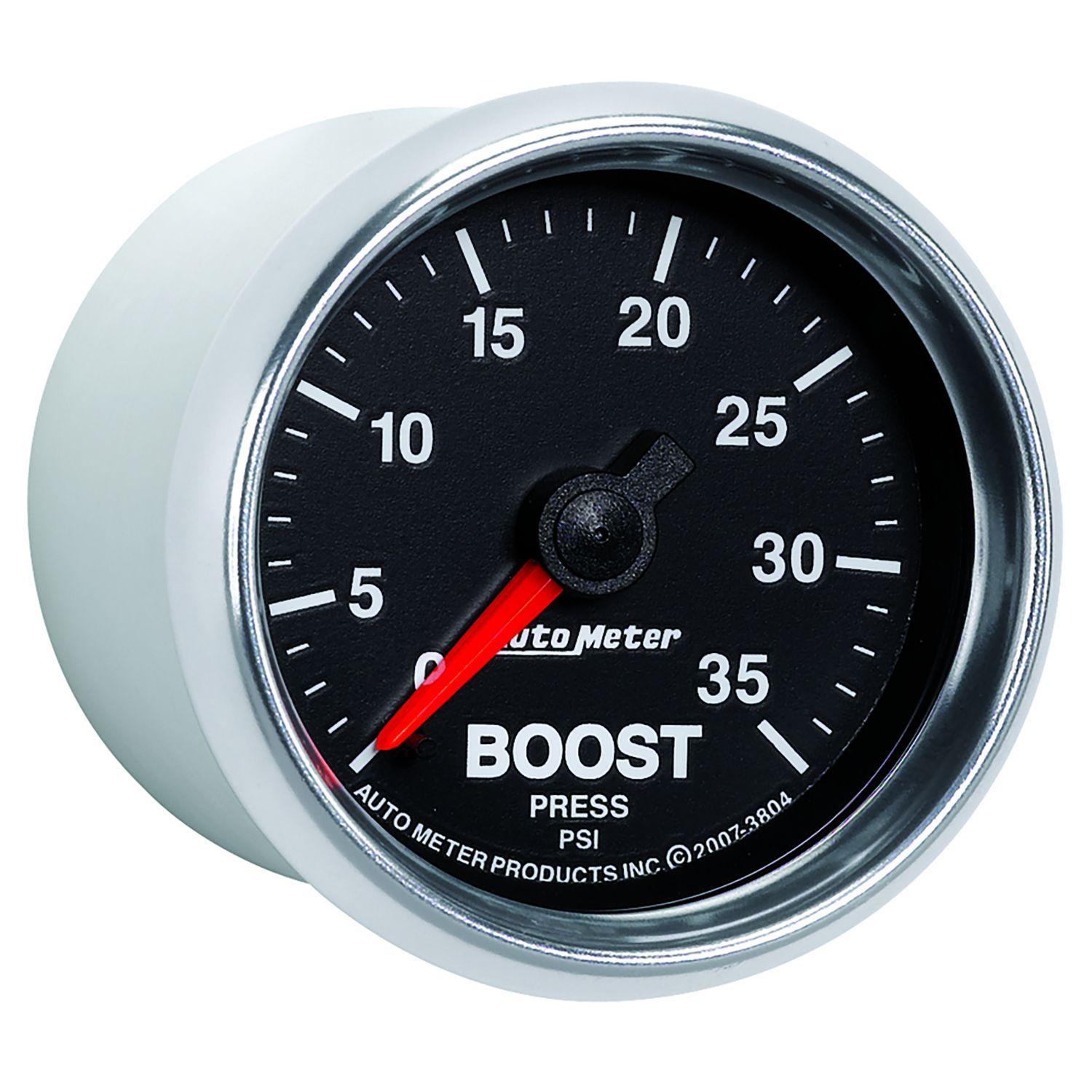 AUTOMETER 2-1/16", In-Dash, Full Sweep Mechanical, 0-35 psi Auto Meter GS Series Boost Gauge AU3804 SR