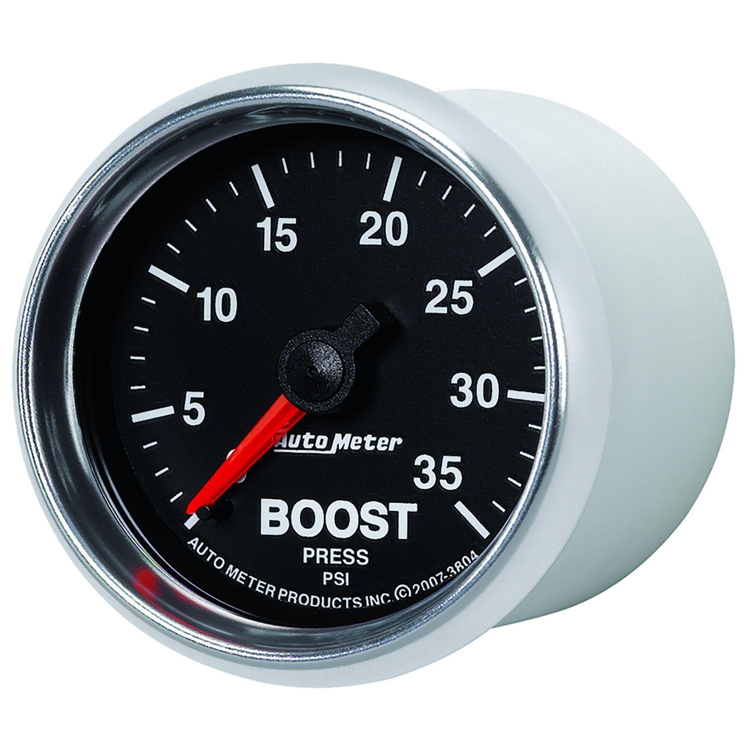 AUTOMETER 2-1/16", In-Dash, Full Sweep Mechanical, 0-35 psi Auto Meter GS Series Boost Gauge AU3804 SR