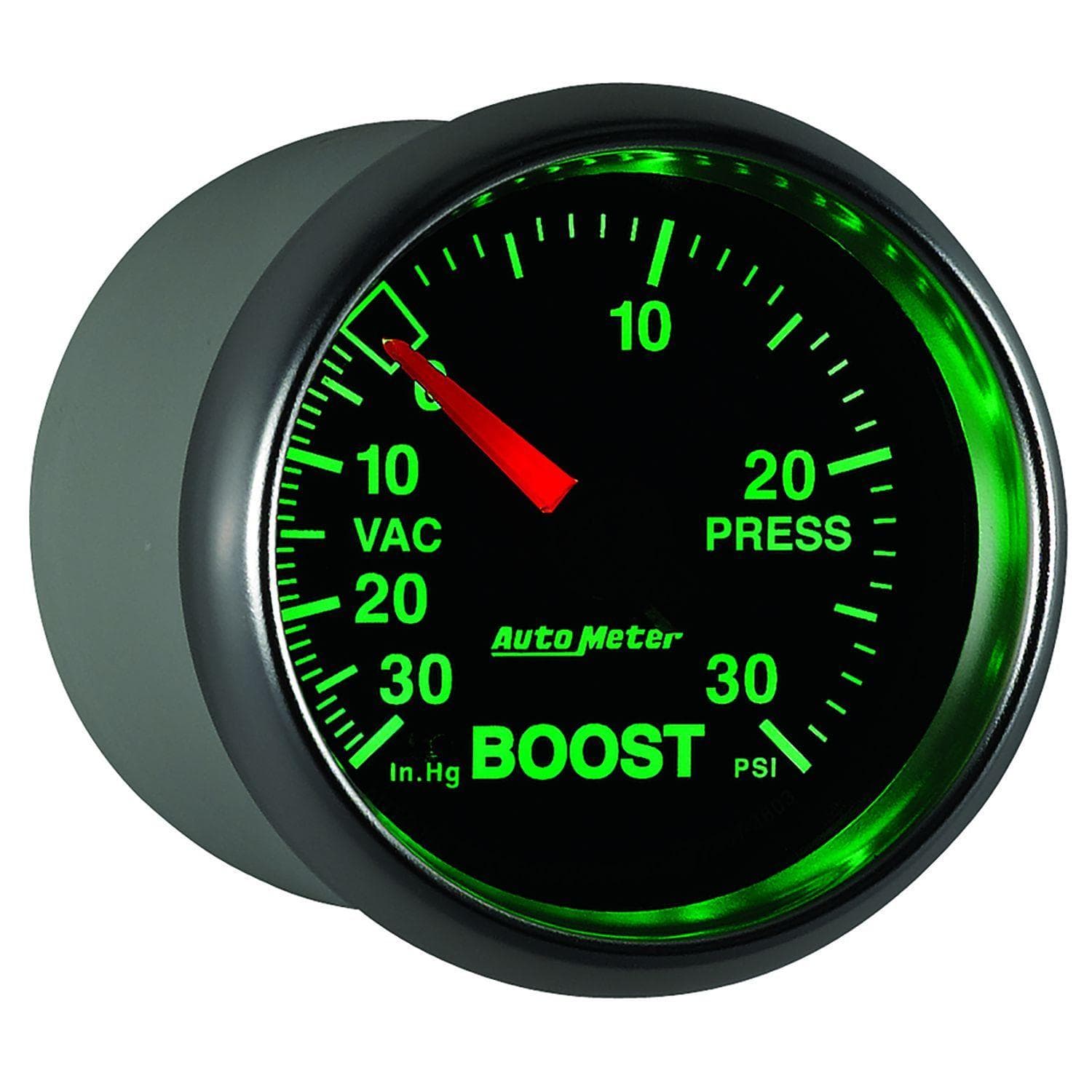 AUTOMETER 2-1/16", In-Dash, Full Sweep Mechanical, 30 In Hg.-Vac./30 psi. Auto Meter GS Series Boost/Vacuum Gauge AU3803 SR