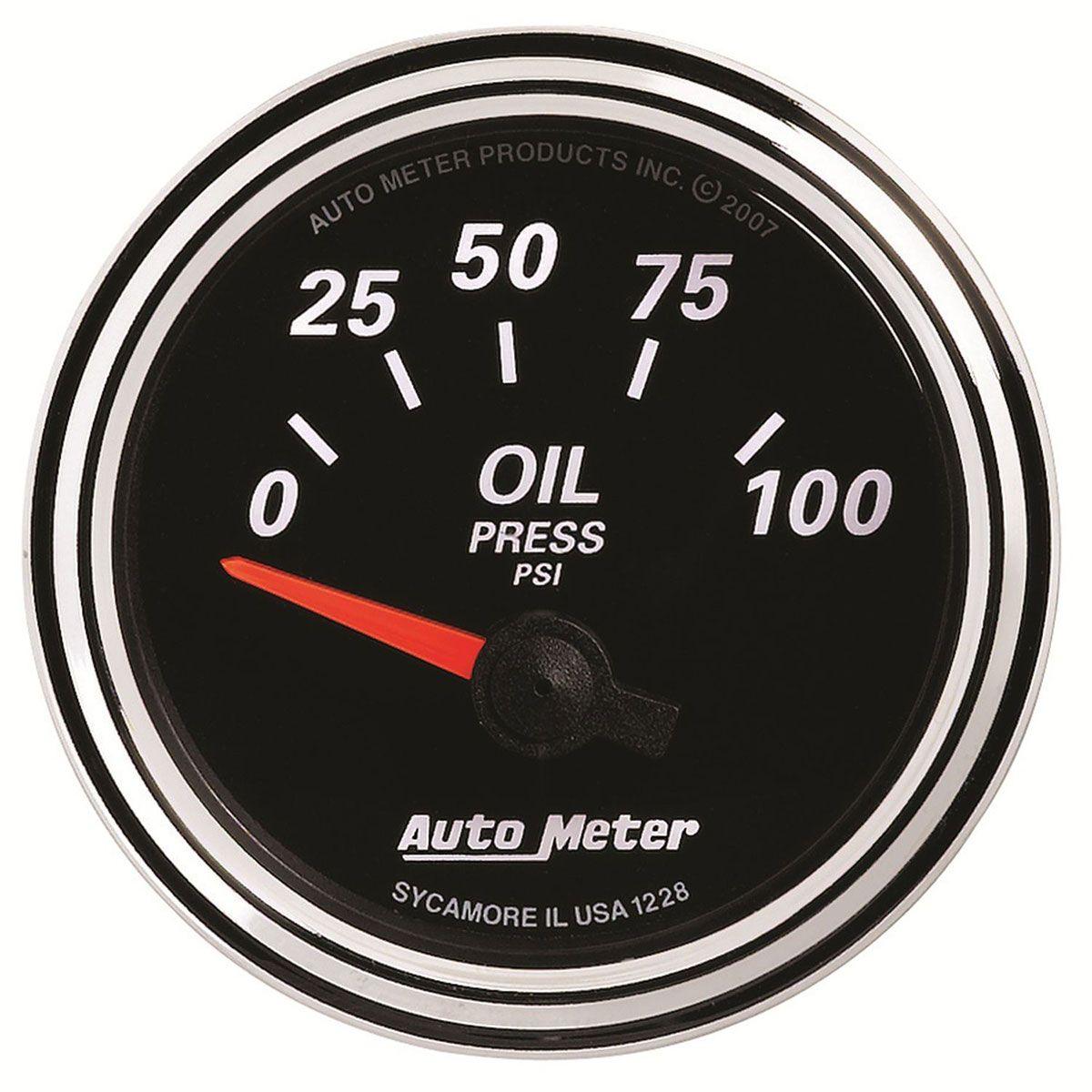 AUTOMETER 2-1/16", Short Sweep Electric, 0-100 psi Auto Meter Designer Black II Oil Pressure Gauge AU1228 SR