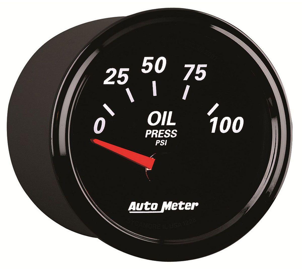 AUTOMETER 2-1/16", Short Sweep Electric, 0-100 psi Auto Meter Designer Black II Oil Pressure Gauge AU1228 SR