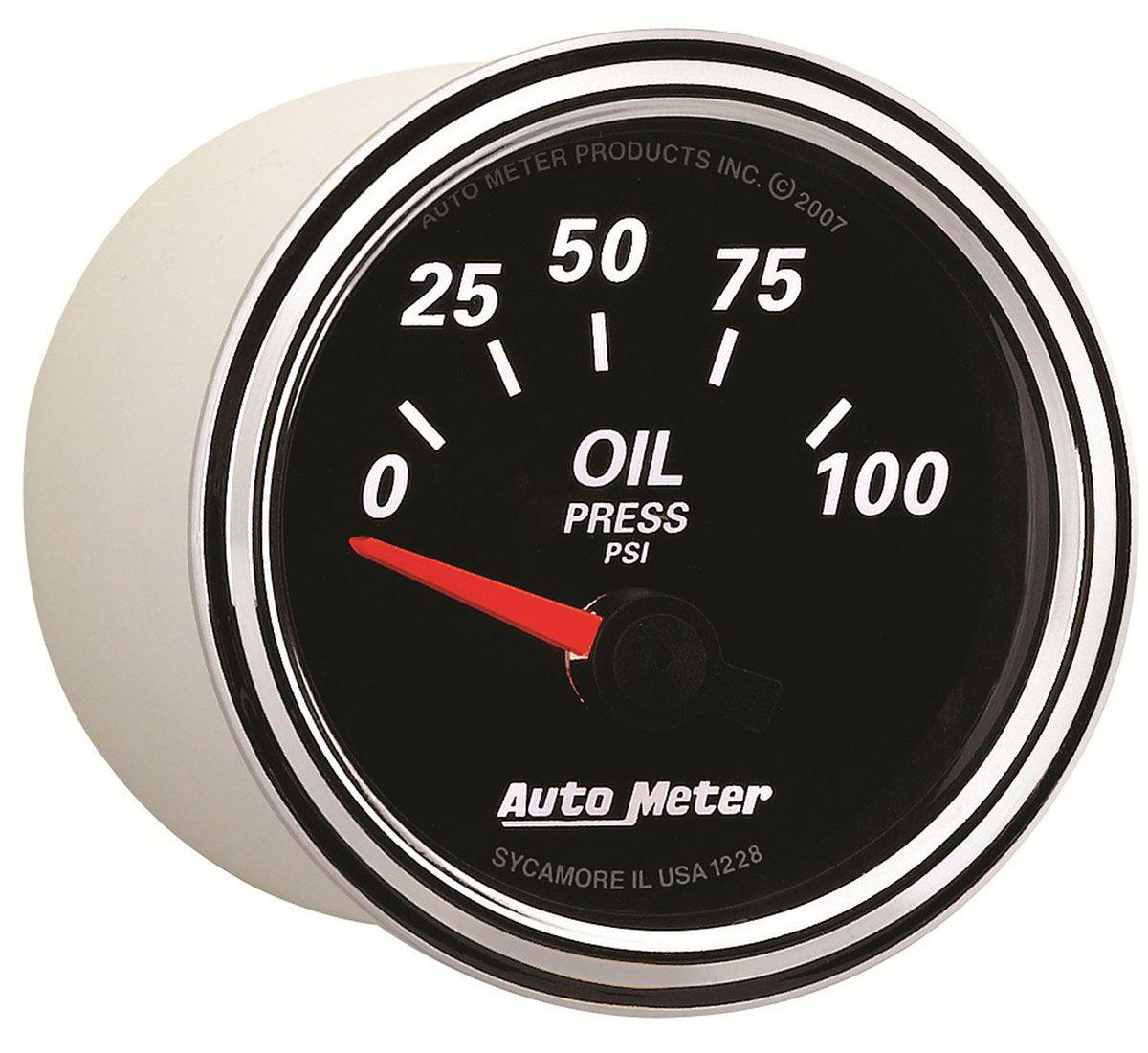 AUTOMETER 2-1/16", Short Sweep Electric, 0-100 psi Auto Meter Designer Black II Oil Pressure Gauge AU1228 SR
