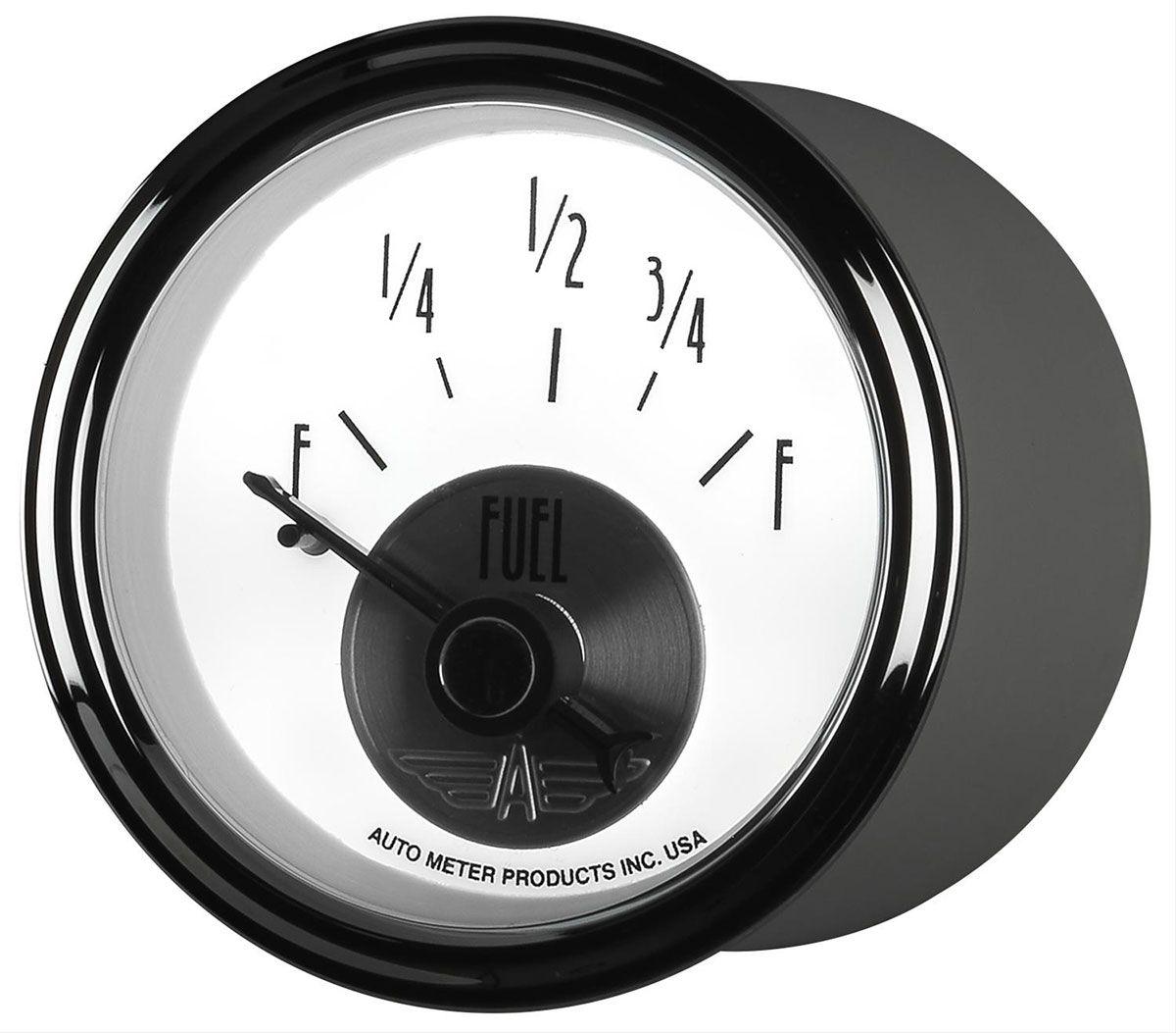 AUTOMETER 2-1/16", Short Sweep Electric, 0E-90F ohm Auto Meter Prestige Series - Pearl Fuel Level Gauge AU2015 SR