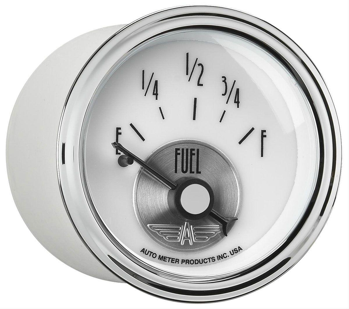 AUTOMETER 2-1/16", Short Sweep Electric, 0E-90F ohm Auto Meter Prestige Series - Pearl Fuel Level Gauge AU2015 SR