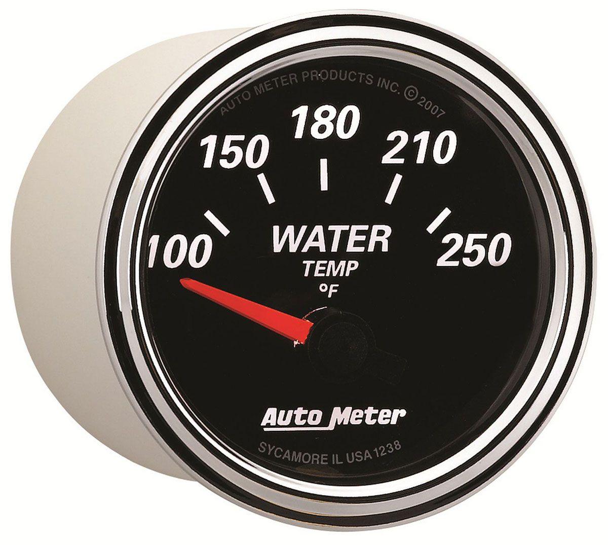 AUTOMETER 2-1/16", Short Sweep Electric, 100-250°F Auto Meter Designer Black II Water Temperature Gauge AU1238 SR